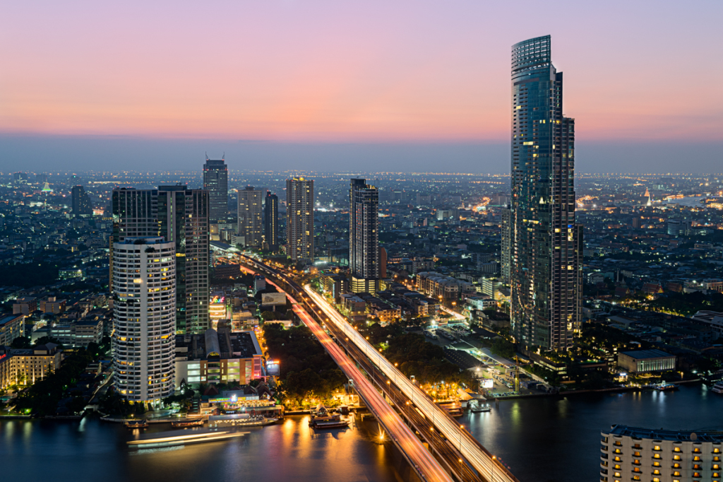 Rising 50 stories into the dusty Bangkok sky, the Ghost Tower offers stunning views of the city.