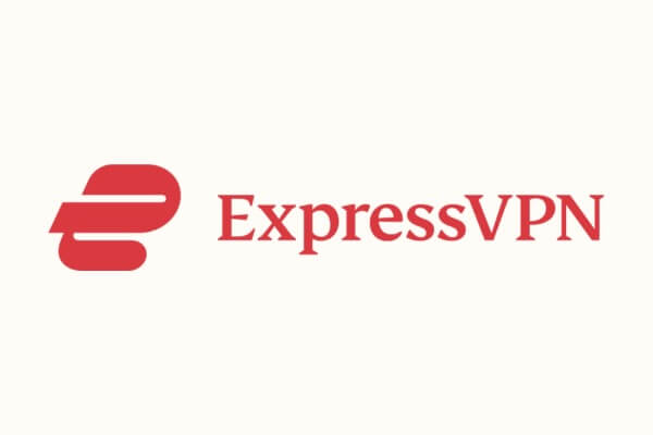 The image shows the logo of ExpressVPN, with a red uppercase letter "E" design next to the red text "ExpressVPN" on a white background.