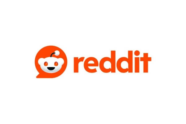 The image displays the Reddit logo, featuring the iconic alien mascot in an orange speech bubble beside the word "reddit" in bold orange text.